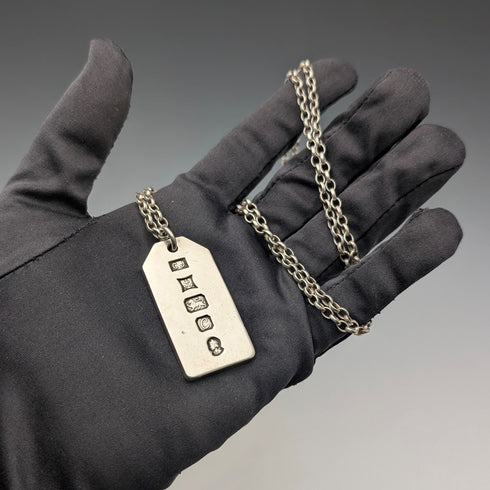 1977年 英国 純銀製 ジュビリーインゴットペンダント&純銀製チェーン 計43g  CJ